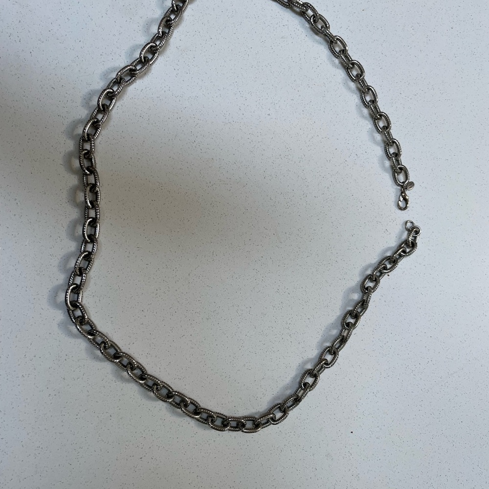 Large Club Monaco Silver Chain Necklace